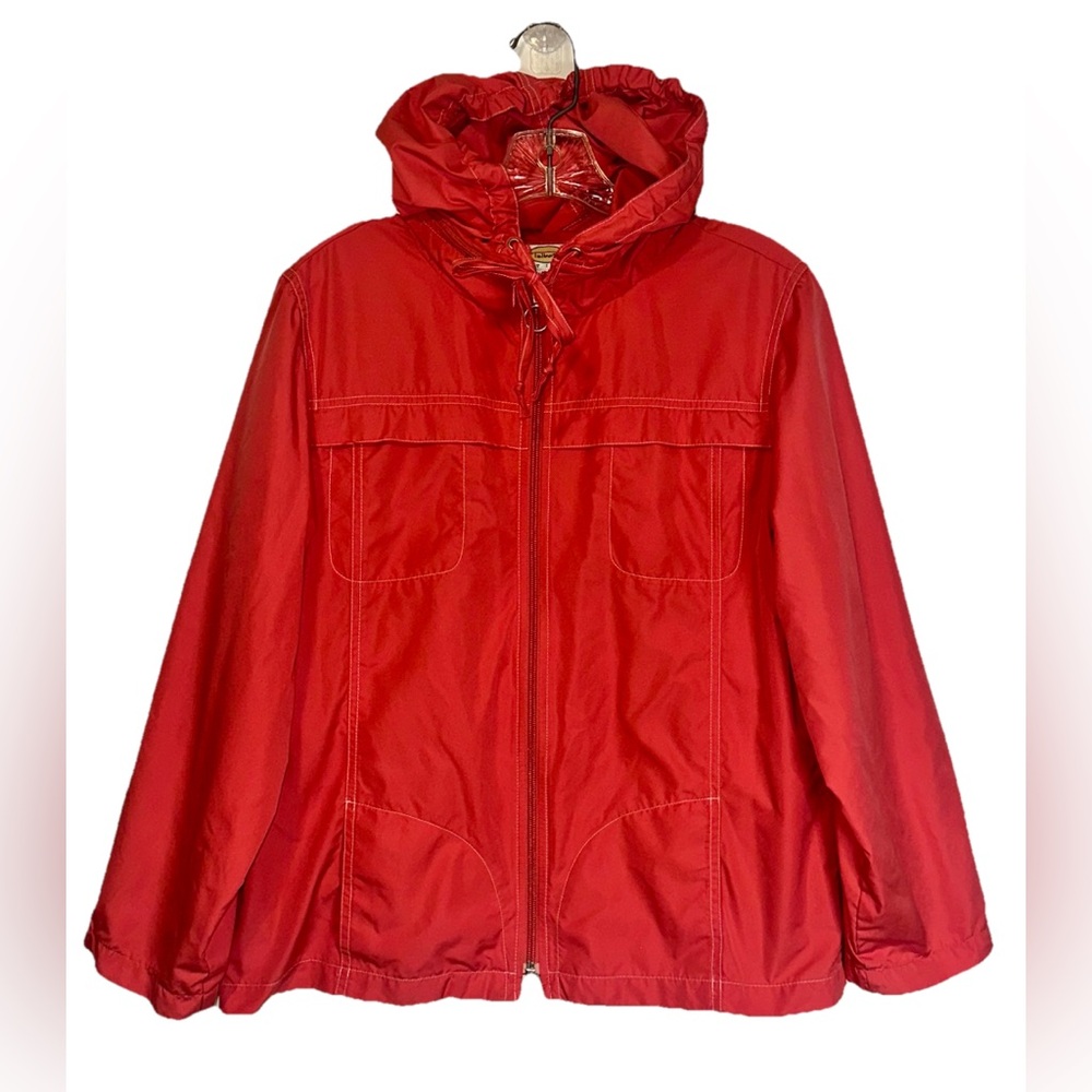 Talbots Jacket Womens Size Medium P Salmon Hooded‎ Full Zip Windbreaker Raincoat